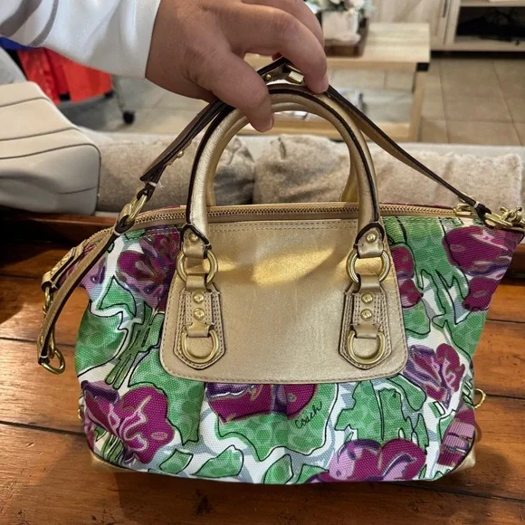 Coach Ashley Floral Iris Multicolor Satchel handbag - Picture 2 of 7